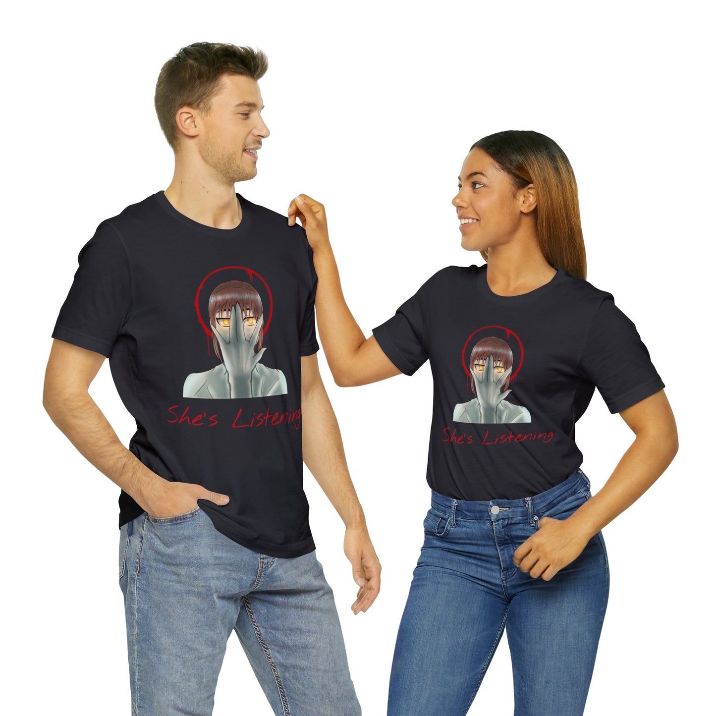 She’s Listening - Unisex Jersey Short Sleeve Tee